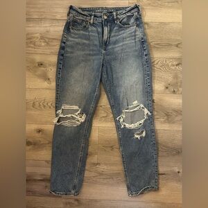 American eagle blue ripped jeans. Mom style. Size: 6